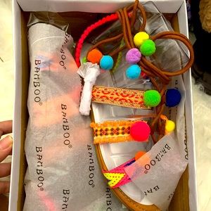 NWT rainbow boho bamboo sandals 7 1/2
